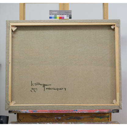 Landschaftsmalerei, Abendsonne, handgemaltes Einzelstück, ca. 91 x 70 cm