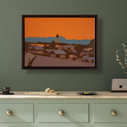 Winter evening, unique, painting, hand-painted unique piece, 40 x 28 cm, with picture frame
