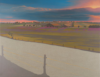 Landschaftsmalerei, Abendhimmel, handgemaltes Einzelstück, ca. 91 x 70 cm