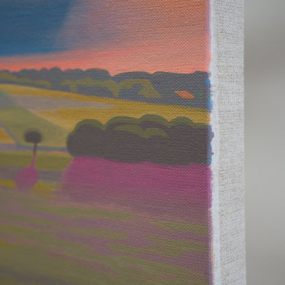 Landschaftsmalerei, Abendhimmel, handgemaltes Einzelstück, ca. 91 x 70 cm