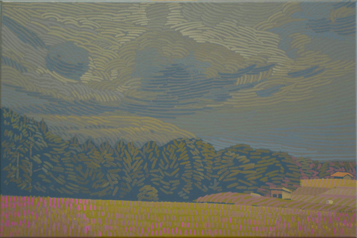 Landschaftsmalerei, Unikat, Wolkenhimmel, handgemaltes Einzelstück, 60 x 40 cm