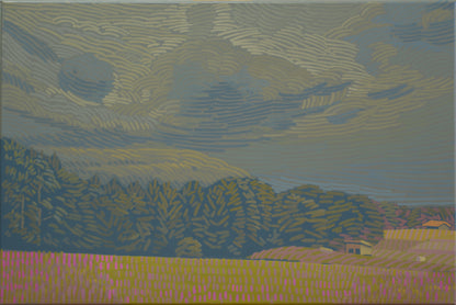 Landschaftsmalerei, Unikat, Wolkenhimmel, handgemaltes Einzelstück, 60 x 40 cm