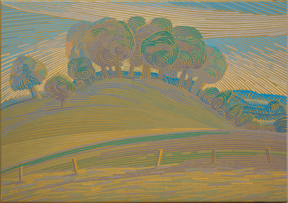 Landschaftsmalerei, Unikat, Bäume und Wiesen, handgemaltes Einzelstück, 70x51 cm