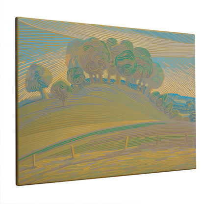 Landschaftsmalerei, Unikat, Bäume und Wiesen, handgemaltes Einzelstück, 70x51 cm