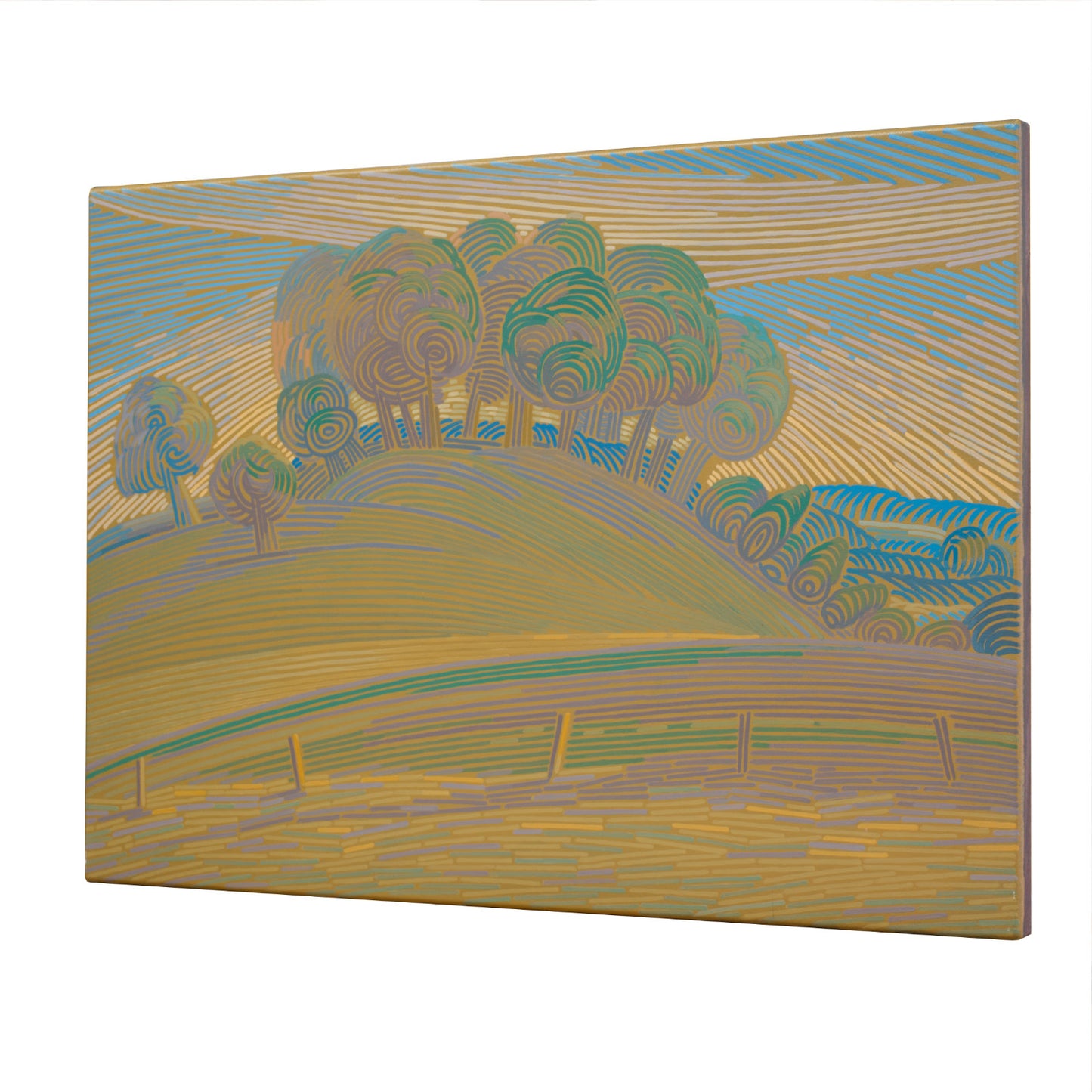 Landschaftsmalerei, Unikat, Bäume und Wiesen, handgemaltes Einzelstück, 70x51 cm