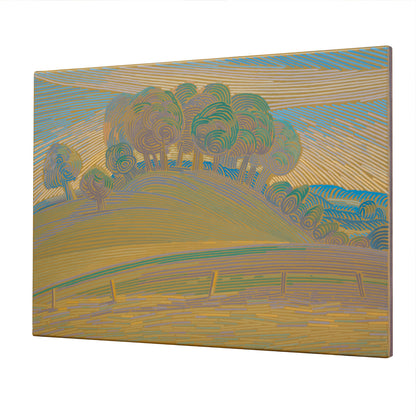 Landschaftsmalerei, Unikat, Bäume und Wiesen, handgemaltes Einzelstück, 70x51 cm