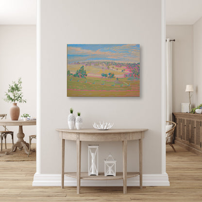 Landschaftsmalerei, Unikat, Bayernland, handgemaltes Einzelstück, 70x51 cm