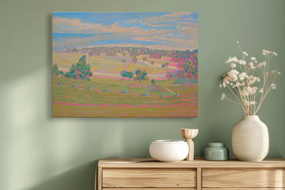 Landschaftsmalerei, Unikat, Bayernland, handgemaltes Einzelstück, 70x51 cm