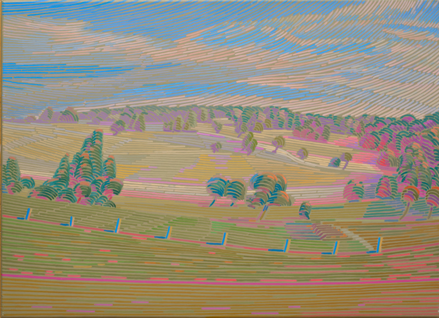 Landschaftsmalerei, Unikat, Bayernland, handgemaltes Einzelstück, 70x51 cm