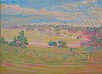 Landschaftsmalerei, Unikat, Bayernland, handgemaltes Einzelstück, 70x51 cm