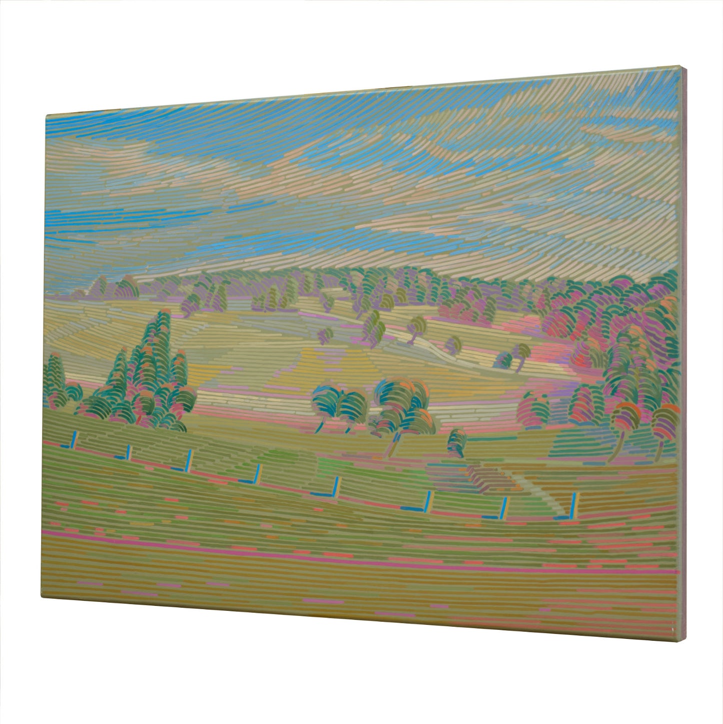 Landschaftsmalerei, Unikat, Bayernland, handgemaltes Einzelstück, 70x51 cm