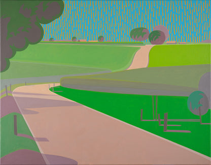 Fields, unique, painting, hand-painted single piece, 90 x 70 cm, with frame