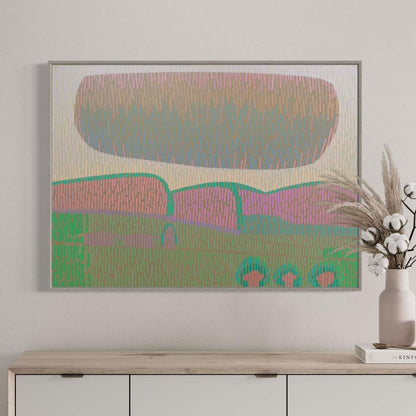 Landscape Complementary 5, unique, painting, hand-painted unique piece, 68 x 52 cm, with frame strip