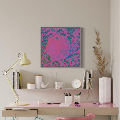 Pauls Äpfel 1 Magenta, Unikat, Malerei, handgemaltes Einzelstück, 60 x 60 cm, mit Rahmenleiste