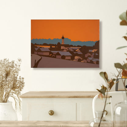 Blick nach Münsing, Leinwanddruck, 40x30 cm, 80x60 cm