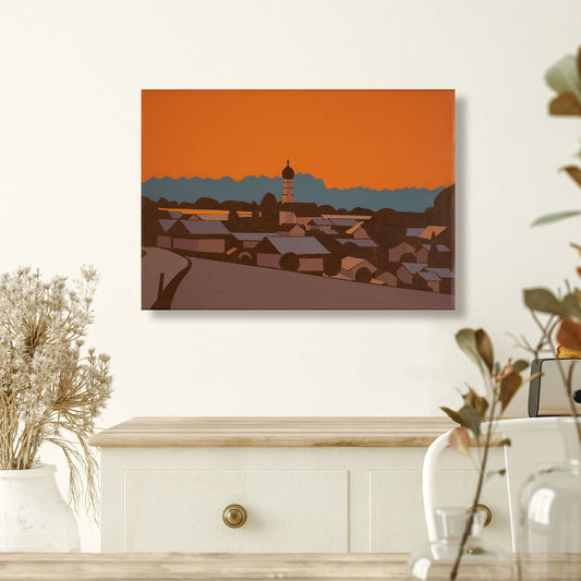 View of Münsing, canvas print, 40x30 cm, 80x60 cm