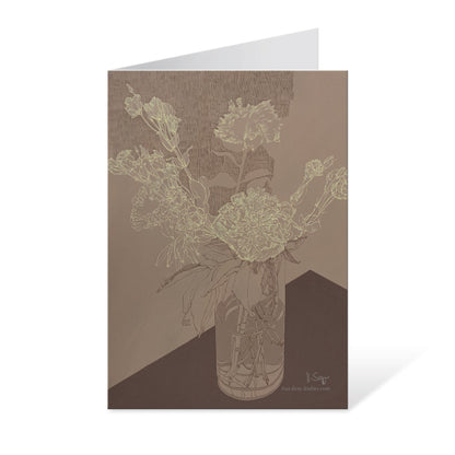 Grußkarte Florale Zeichnung