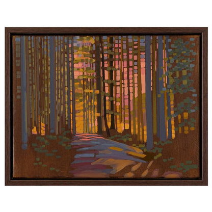 Shining forest, unique, painting, hand-painted unique piece, 40 x 30 cm, with picture frame