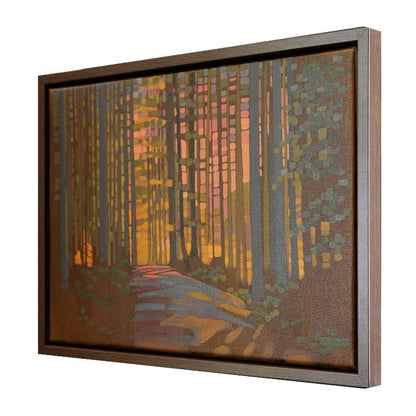 Shining forest, unique, painting, hand-painted unique piece, 40 x 30 cm, with picture frame