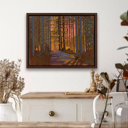 Shining forest, unique, painting, hand-painted unique piece, 40 x 30 cm, with picture frame