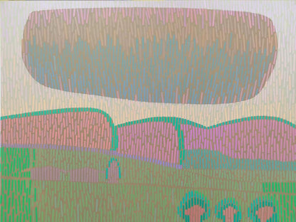 Landscape Complementary 5, unique, painting, hand-painted unique piece, 68 x 52 cm, with frame strip