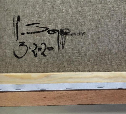 Hügel und Bäume, Unikat, Malerei, handgemaltes Einzelstück, 70 x 50 cm, mit Rahmen