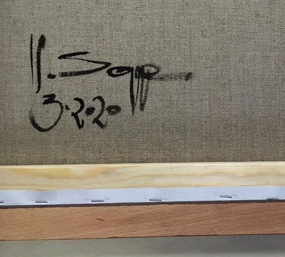 High sky, unique painting, hand-painted unique piece, 70 x 50 cm, with frame