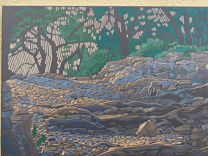 Rocky Coast 7, unique painting, hand-painted single piece, 120 x 90 cm, framed with beech frame