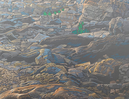 Rocky Coast 7, unique painting, hand-painted single piece, 120 x 90 cm, framed with beech frame