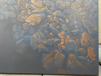 Rocky Coast 7, unique painting, hand-painted single piece, 120 x 90 cm, framed with beech frame