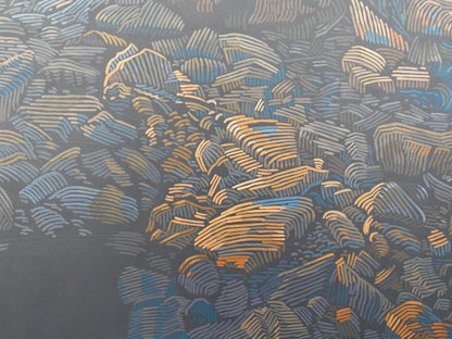 Rocky Coast 7, unique painting, hand-painted single piece, 120 x 90 cm, framed with beech frame