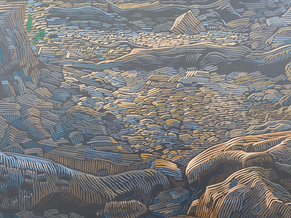 Rocky Coast 7, unique painting, hand-painted single piece, 120 x 90 cm, framed with beech frame