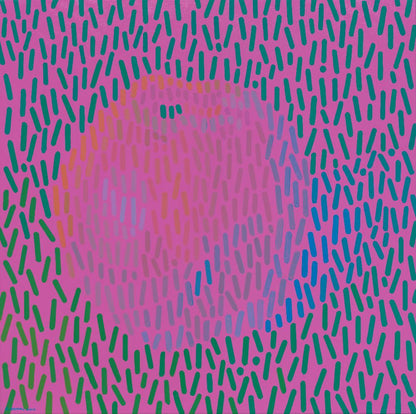Pauls Äpfel 1 Magenta, Unikat, Malerei, handgemaltes Einzelstück, 60 x 60 cm, mit Rahmenleiste