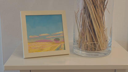 "Hoher Himmel", Unikat, Malerei, handgemaltes Einzelstück, 17,3 x 17,3 cm, mit Bilderrahmen