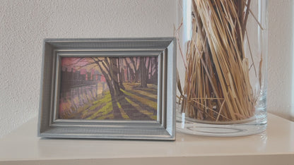 Original painting - "Autumn Light" - hand painted - acrylic painting - 10x15 cm - landscape picture - unique piece - with frame