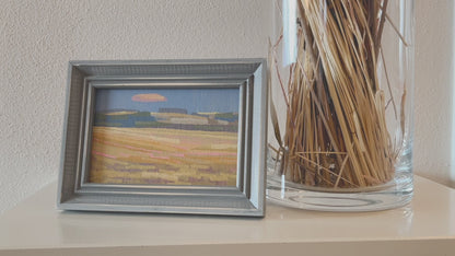 Original Gemälde – "Herbstfeld" - handgemalt – Acrylbild – 10x15 cm – Landschaft Bild – Einzelstück – mit Rahmen