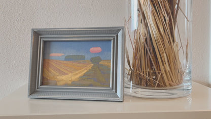 Original Gemälde – "Goldrand" - handgemalt – Acrylbild – 10x15 cm – Landschaft Bild – Einzelstück – mit Rahmen