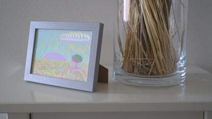 "Candy Land 1", unique painting, hand-painted single piece, 17.3 x 12.3 cm, with picture frame