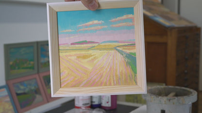 "Wiesenrand", Unikat, Malerei, handgemaltes Einzelstück, 17,4 x 17,4 cm, mit Bilderrahmen