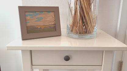 Original painting - "Evening Sun" - hand painted - acrylic painting - 10x15 cm - landscape picture - unique piece - with frame