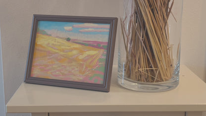"Field experiment", unique, painting, hand-painted unique piece, 20 x 15 cm, with picture frame