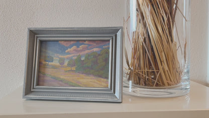 Original Gemälde – "Sommerweg" - handgemalt – Acrylbild – 10x15 cm – Landschaft Bild – Einzelstück – mit Rahmen