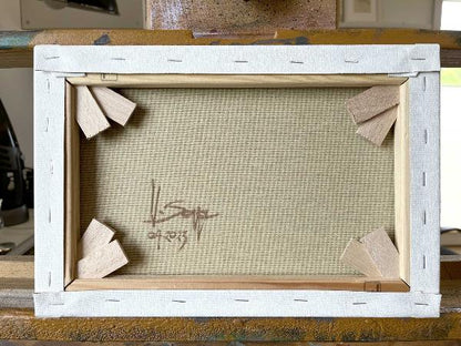 Blue Avenue, unique painting, hand-painted one-of-a-kind piece, 30 x 20 cm, acrylic paint on canvas