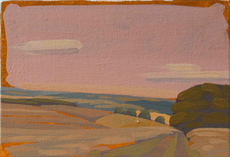 Eifel landscape, unique painting, hand-painted single piece, 19 x 14.5 cm, with frame