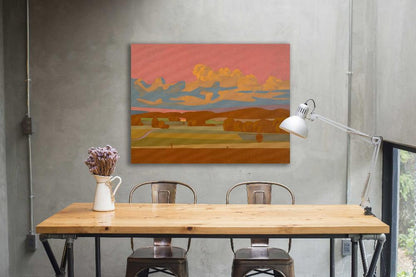 Summer Evening Landscape Wall Art Canvas Print