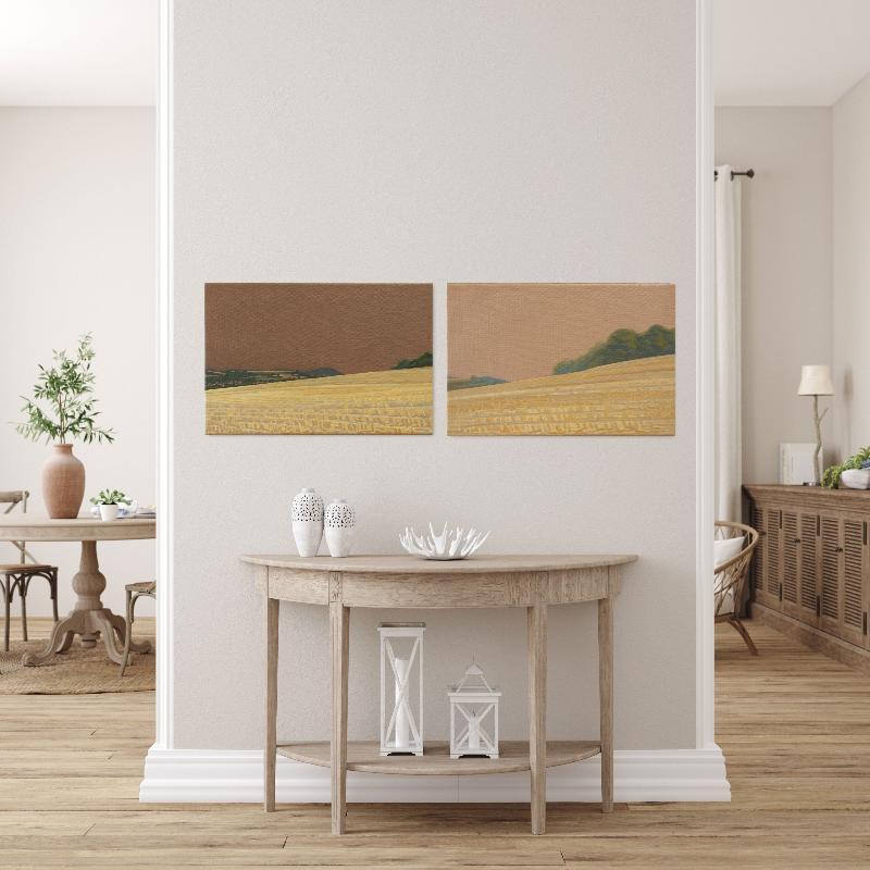 Mown Field Landscape Wall Art Canvas Print