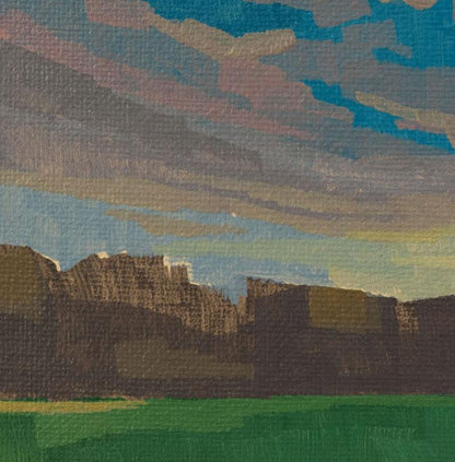 Original Gemälde "Abend" – handgemalt – Acrylbild – 10x15 cm – Landschaft Bild – Einzelstück – mit Rahmen