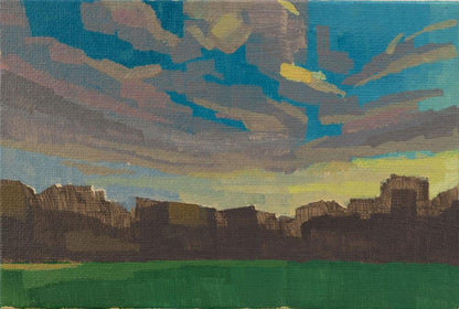 Original Gemälde "Abend" – handgemalt – Acrylbild – 10x15 cm – Landschaft Bild – Einzelstück – mit Rahmen