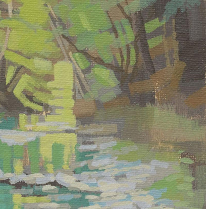 Original Gemälde – "Lichtspiel" - handgemalt – Acrylbild – 10x15 cm – Landschaft Bild – Einzelstück – mit Rahmen