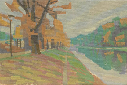 Original painting - "River Walk" - hand painted - acrylic painting - 10x15 cm - landscape picture - unique piece - with frame